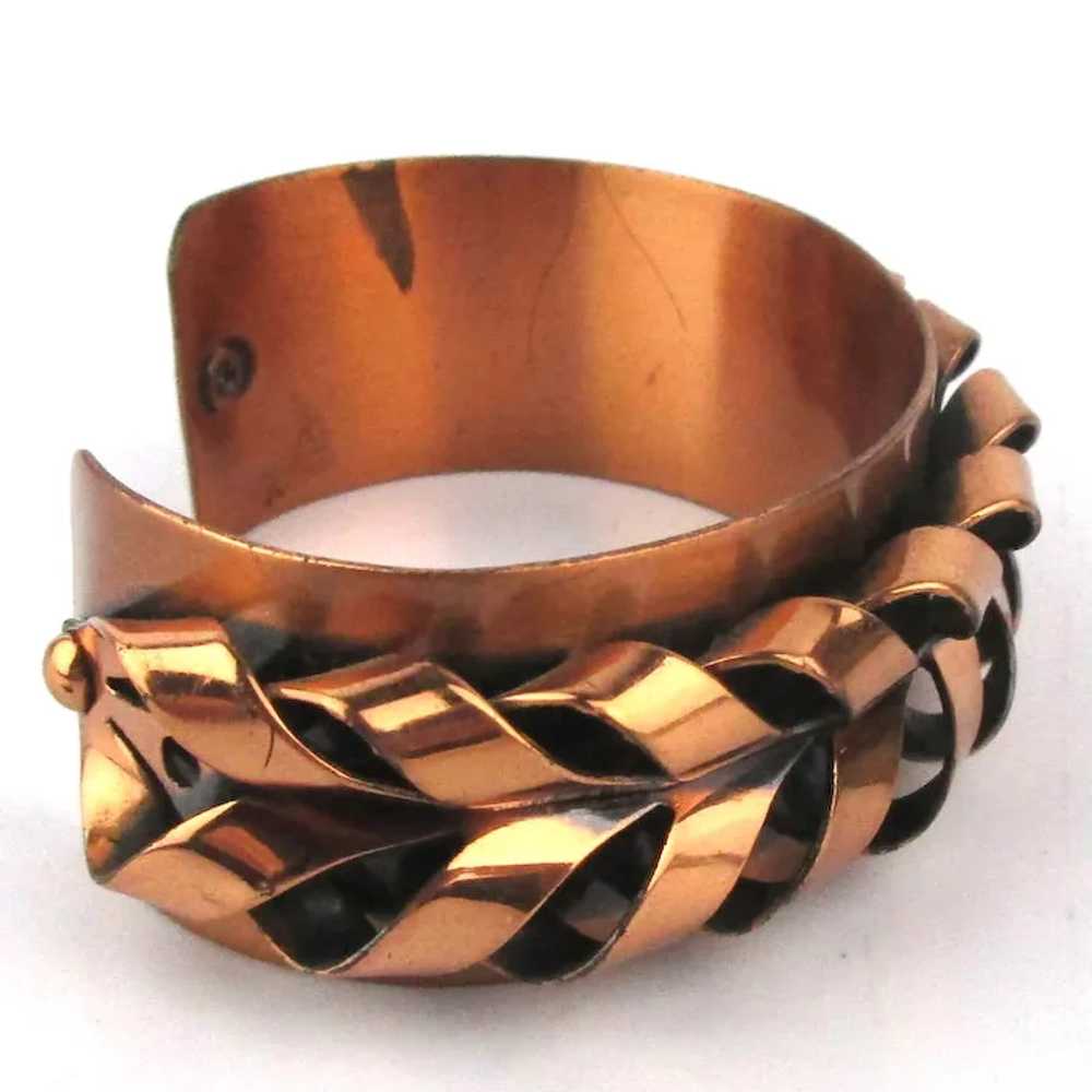 Modernist RENOIR Copper Cuff Bracelet - Twists n … - image 3