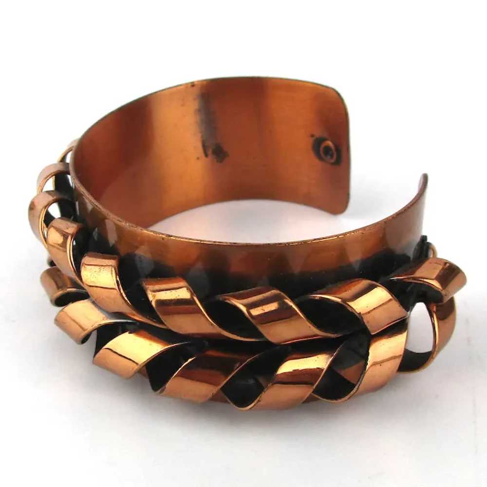 Modernist RENOIR Copper Cuff Bracelet - Twists n … - image 6