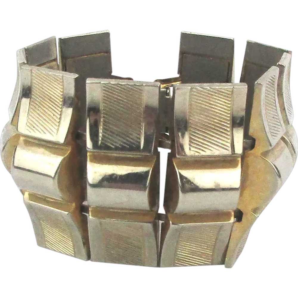 Vintage KARU ARKE Gilt Silvertone Link Bracelet W… - image 1