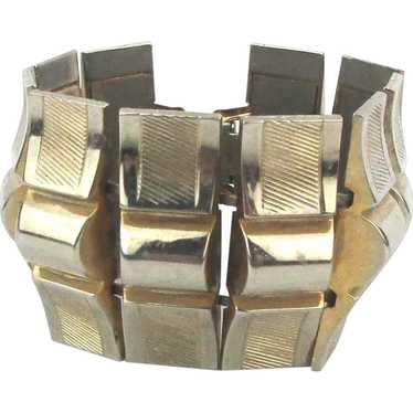 Vintage KARU ARKE Gilt Silvertone Link Bracelet W… - image 1