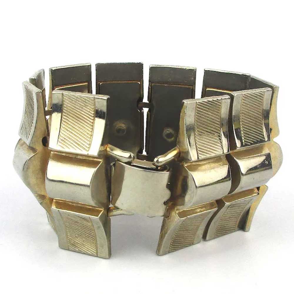 Vintage KARU ARKE Gilt Silvertone Link Bracelet W… - image 3
