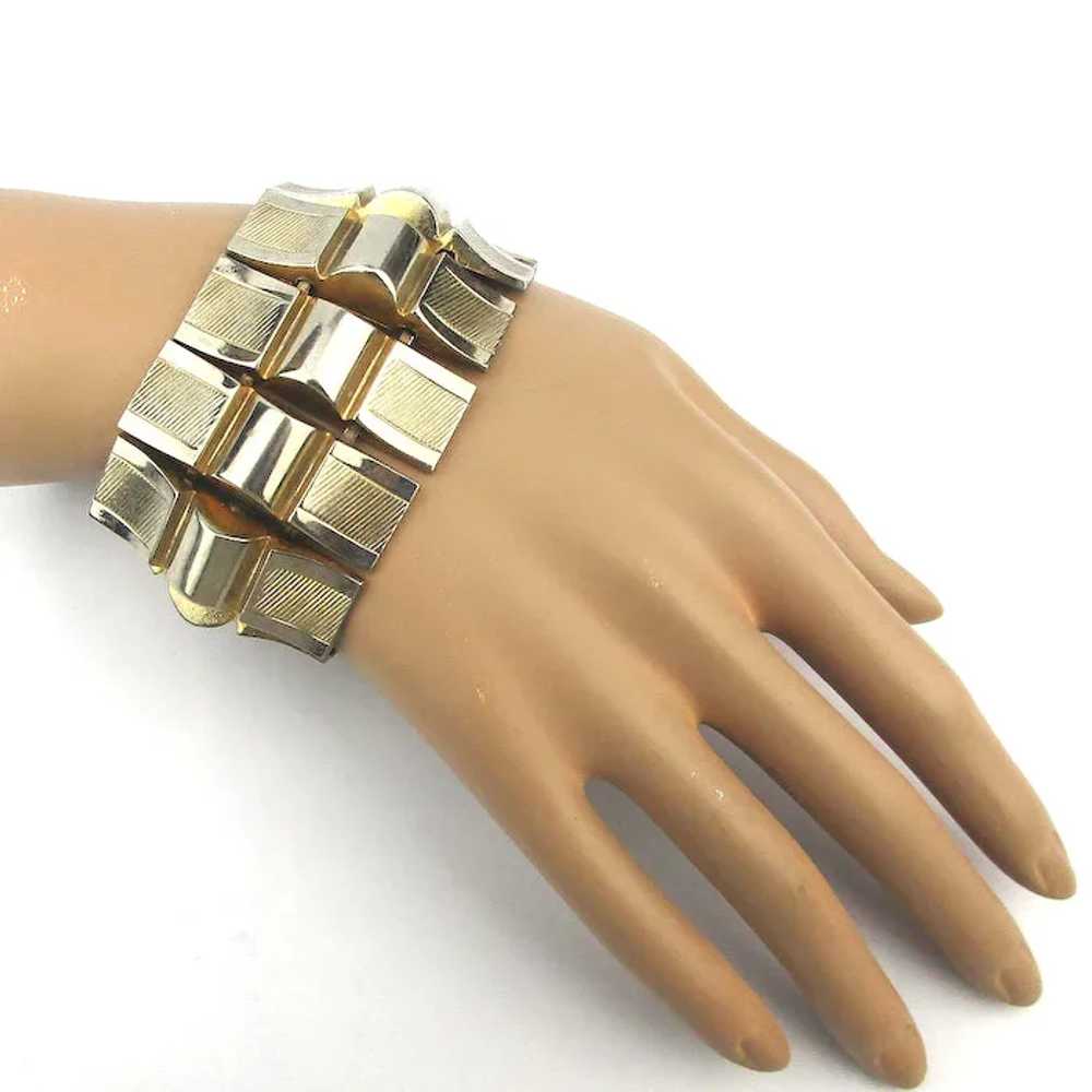 Vintage KARU ARKE Gilt Silvertone Link Bracelet W… - image 4