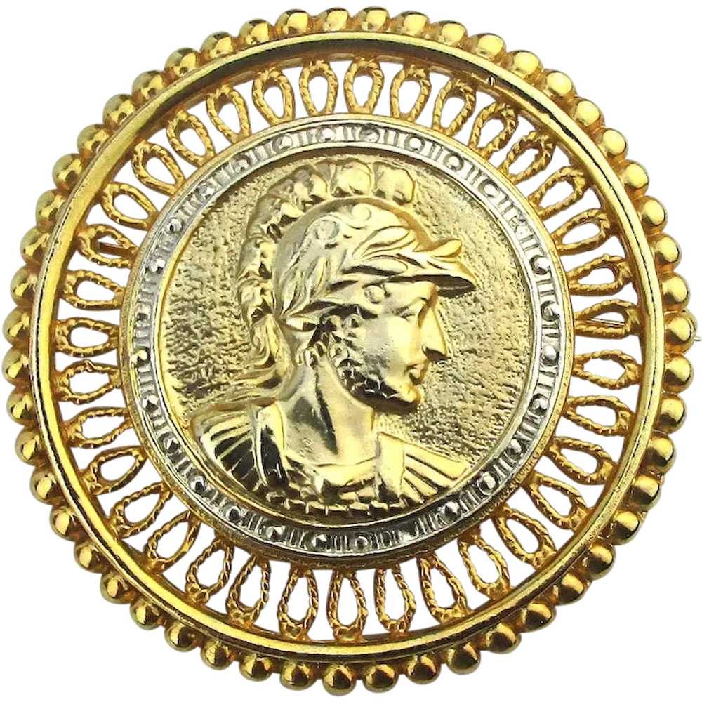 Large Vintage Goldtone GLADIATOR Pin Brooch - image 1