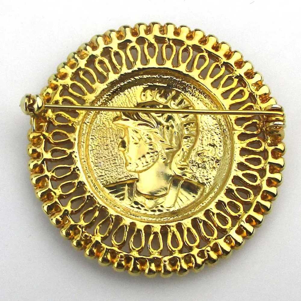 Large Vintage Goldtone GLADIATOR Pin Brooch - image 2