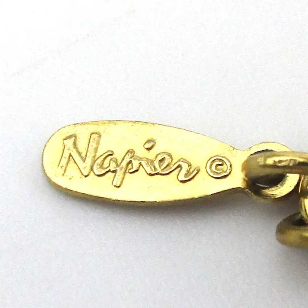 Vintage NAPIER Duo Faux Pearl Gold Box Necklace B… - image 4