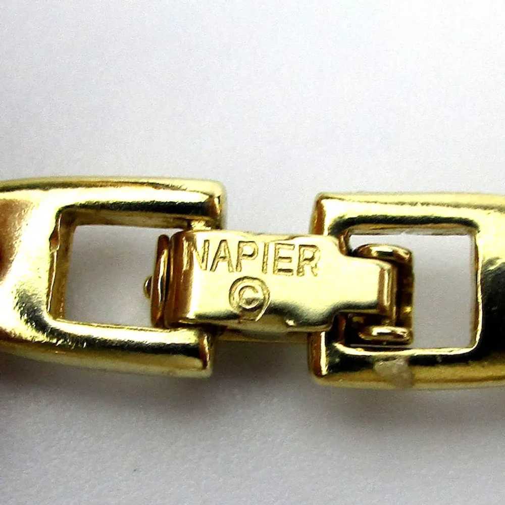 Vintage NAPIER Duo Faux Pearl Gold Box Necklace B… - image 5