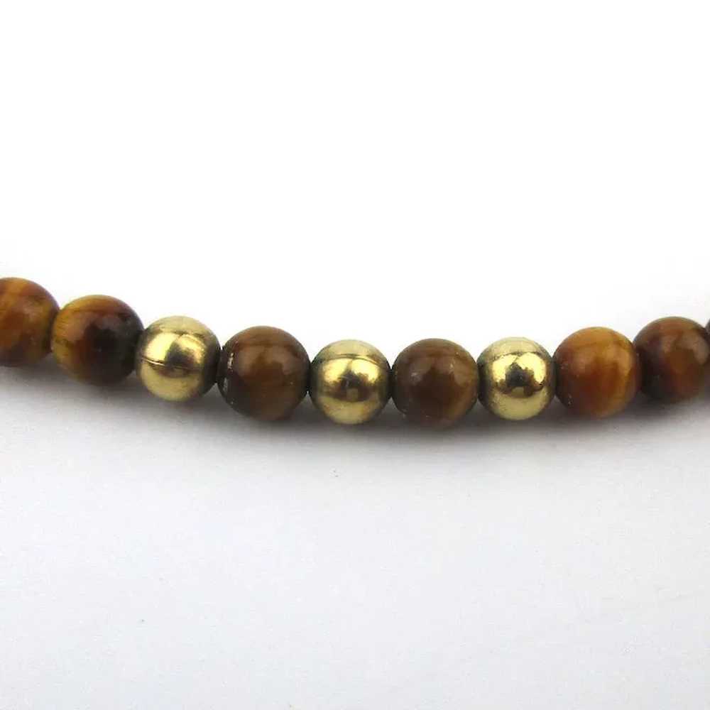 Vintage 12K Gold-Filled Tiger Eye Bead Necklace o… - image 4