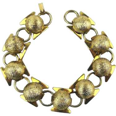 Vintage Nine Textured Gilt Balls Link Bracelet - image 1