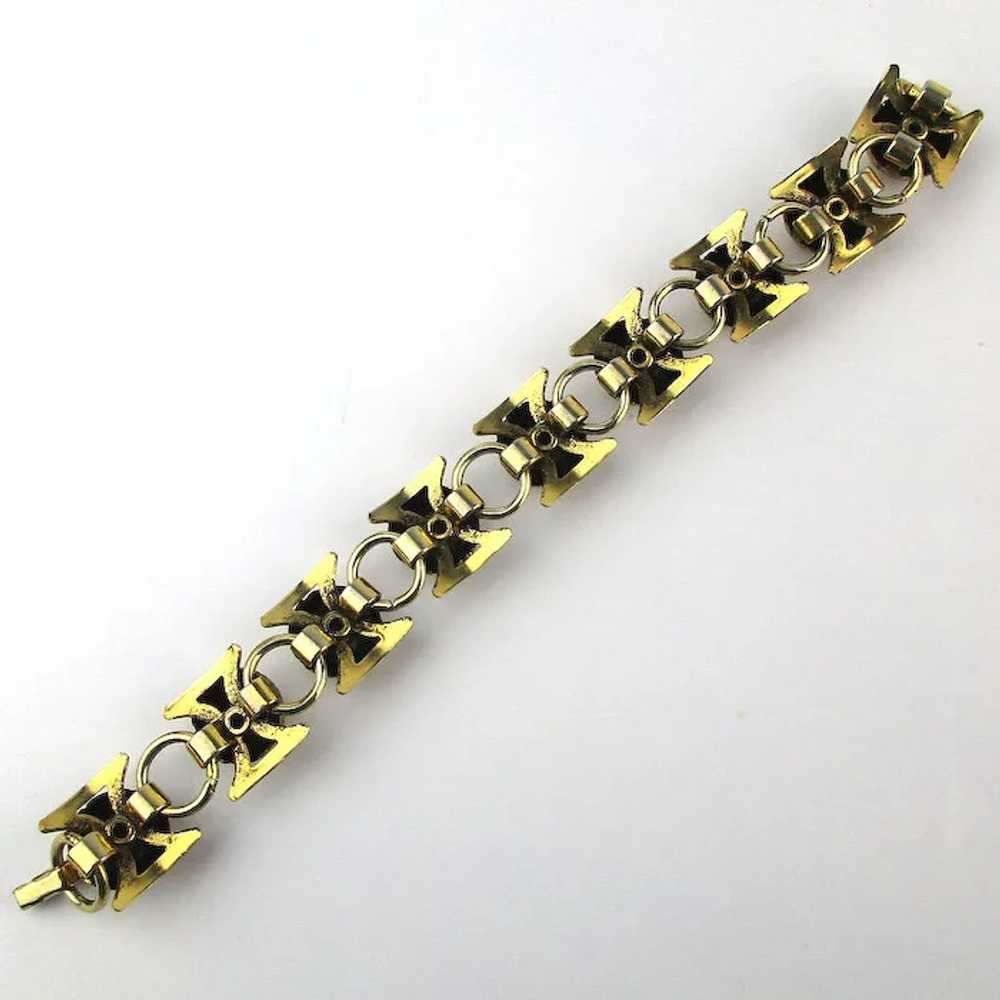 Vintage Nine Textured Gilt Balls Link Bracelet - image 7