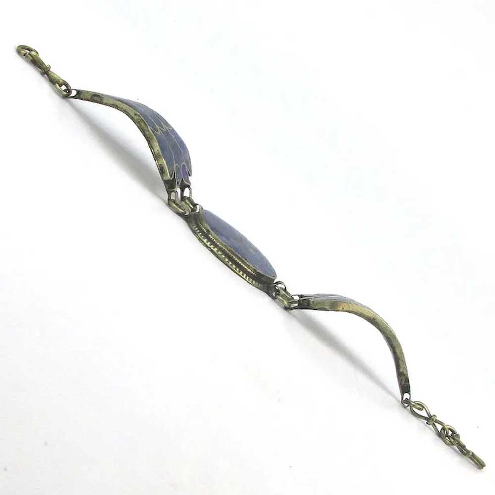 Ethnic Inlaid Lapis Stone Link Bracelet - image 3