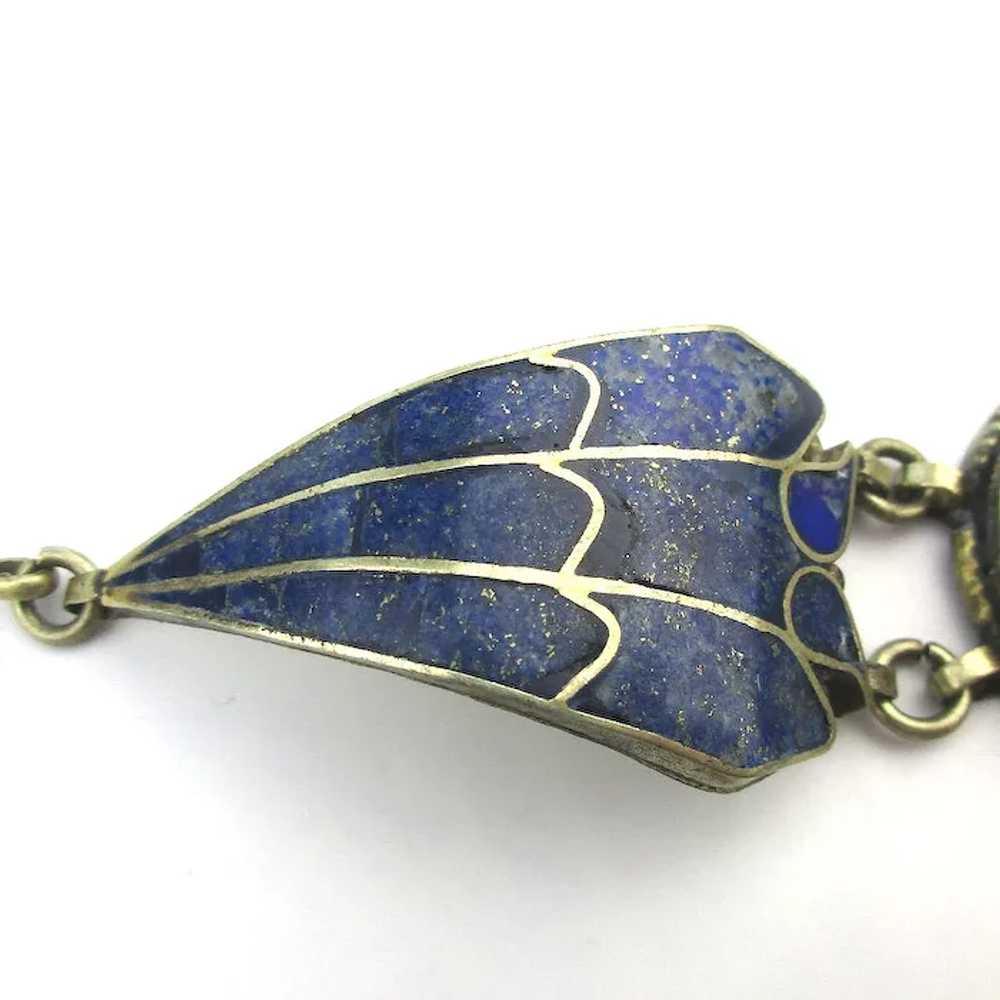 Ethnic Inlaid Lapis Stone Link Bracelet - image 4