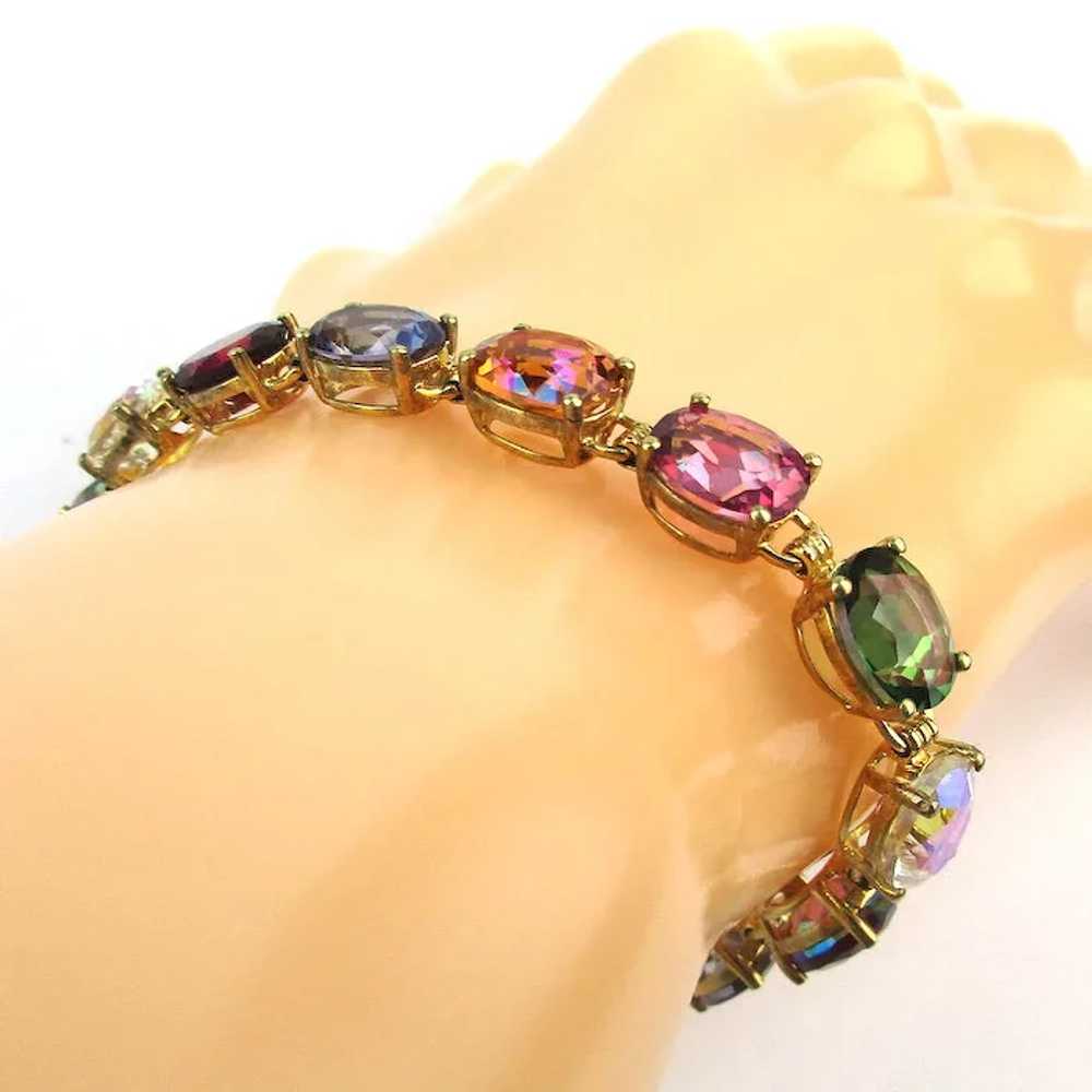 Estate Multi Color Crystal Gems Gilded Sterling S… - image 2