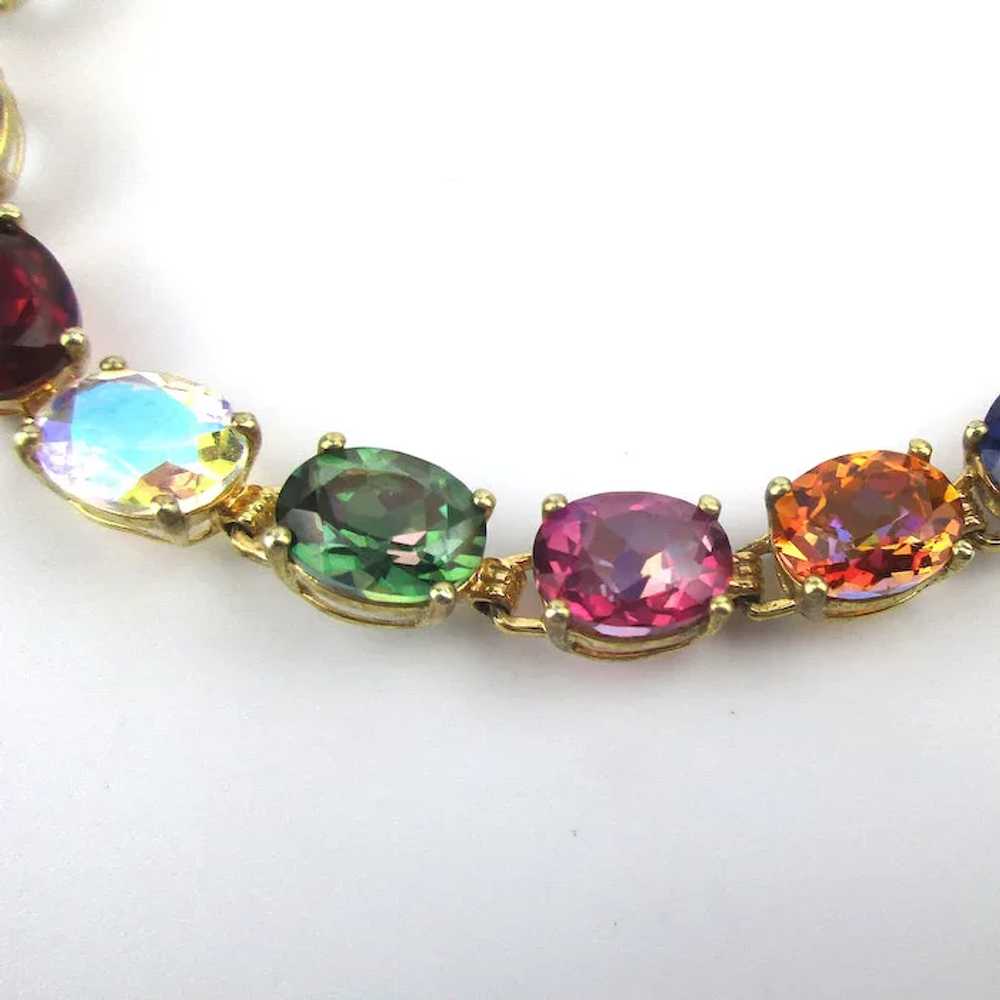 Estate Multi Color Crystal Gems Gilded Sterling S… - image 3