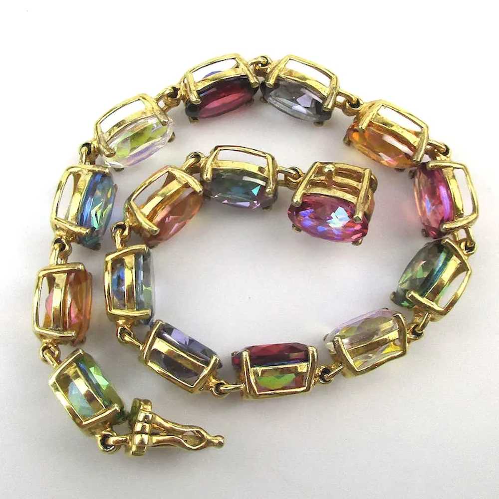 Estate Multi Color Crystal Gems Gilded Sterling S… - image 4