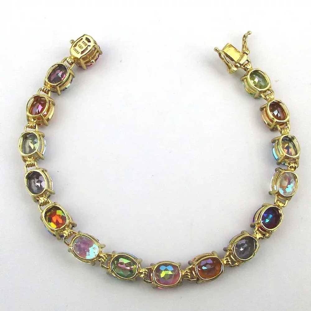 Estate Multi Color Crystal Gems Gilded Sterling S… - image 5