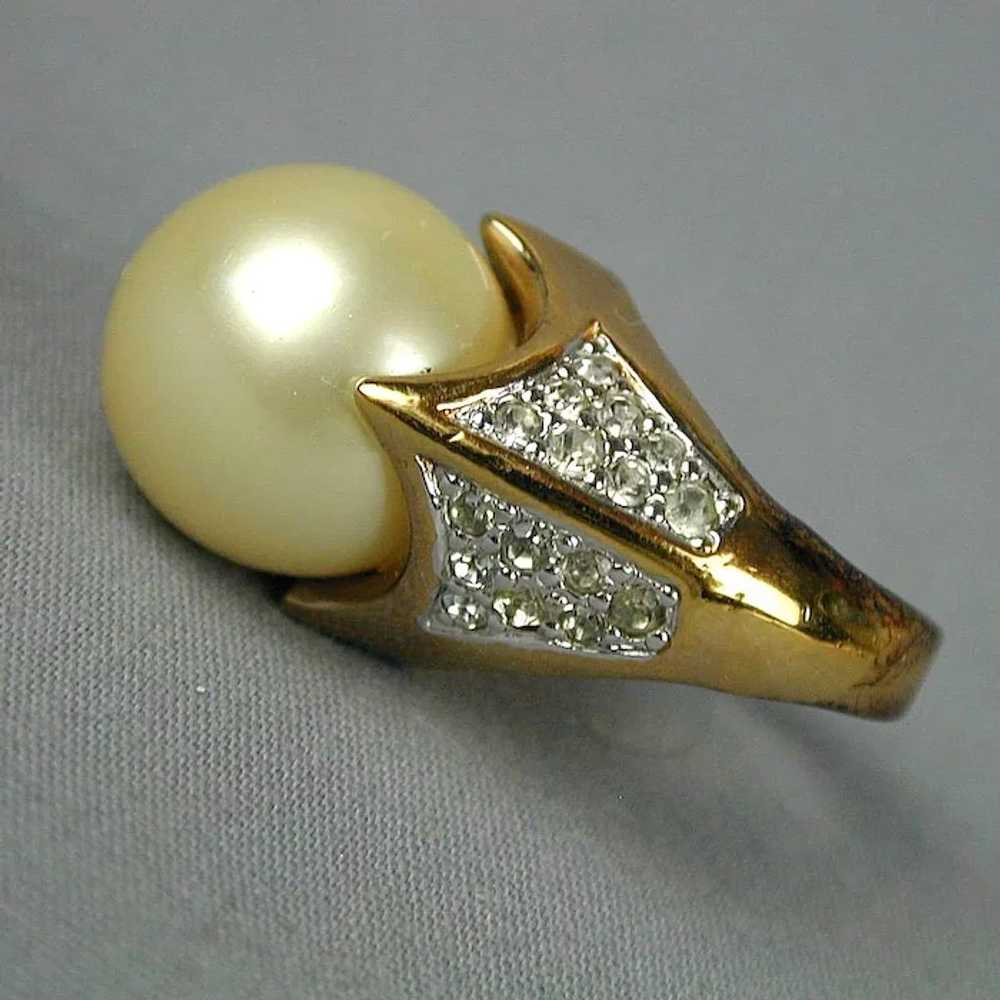 Vintage PANETTA Faux Pearl & Crystals Cocktail Ri… - image 4