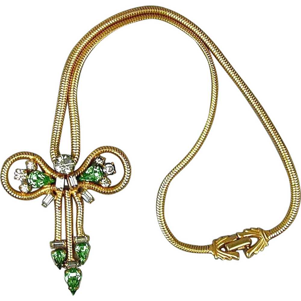 Art Deco Era Leo Glass Rhinestone Necklace - image 1
