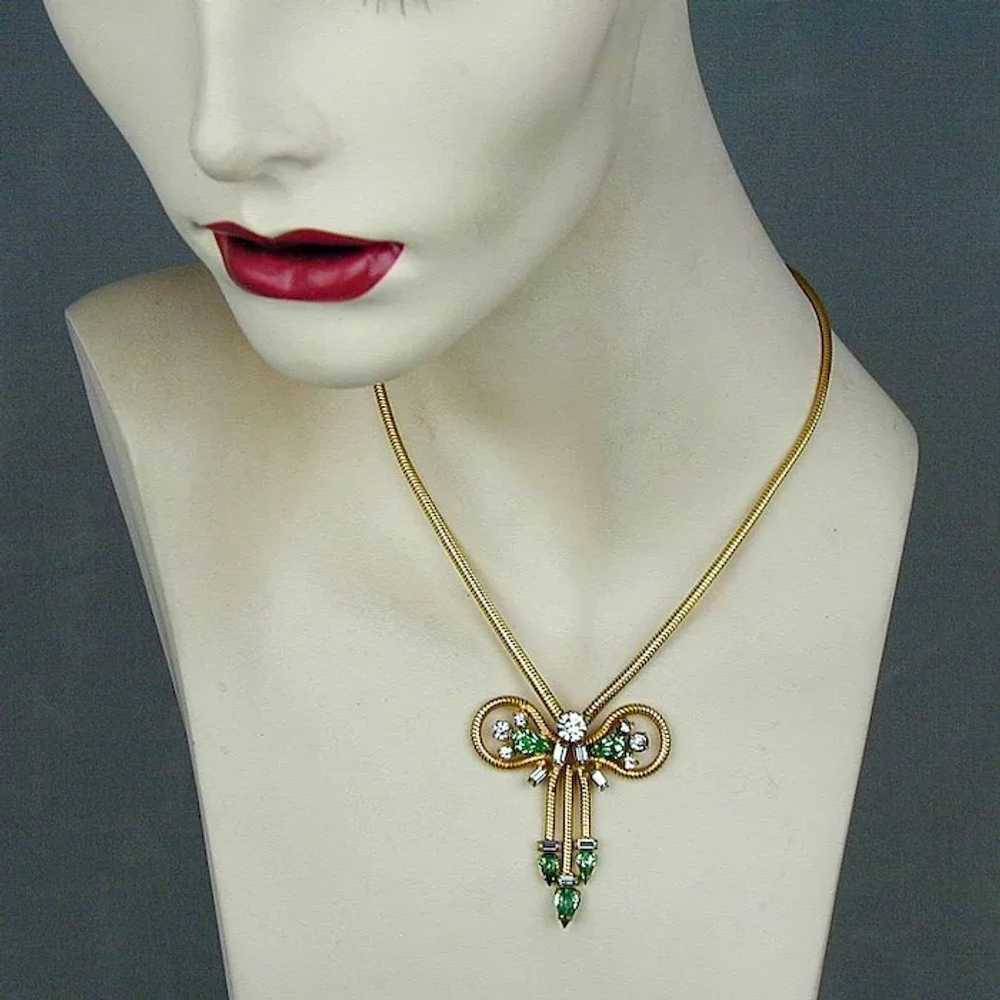 Art Deco Era Leo Glass Rhinestone Necklace - image 2