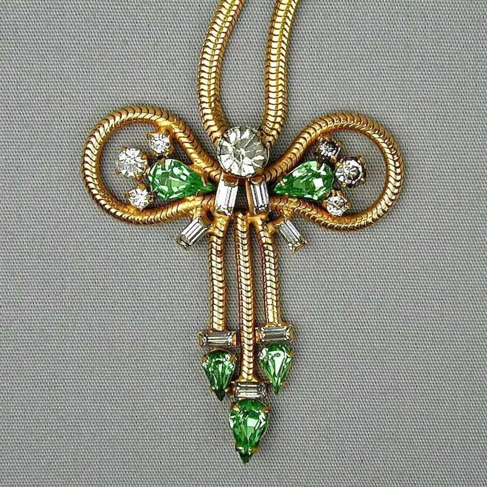 Art Deco Era Leo Glass Rhinestone Necklace - image 3
