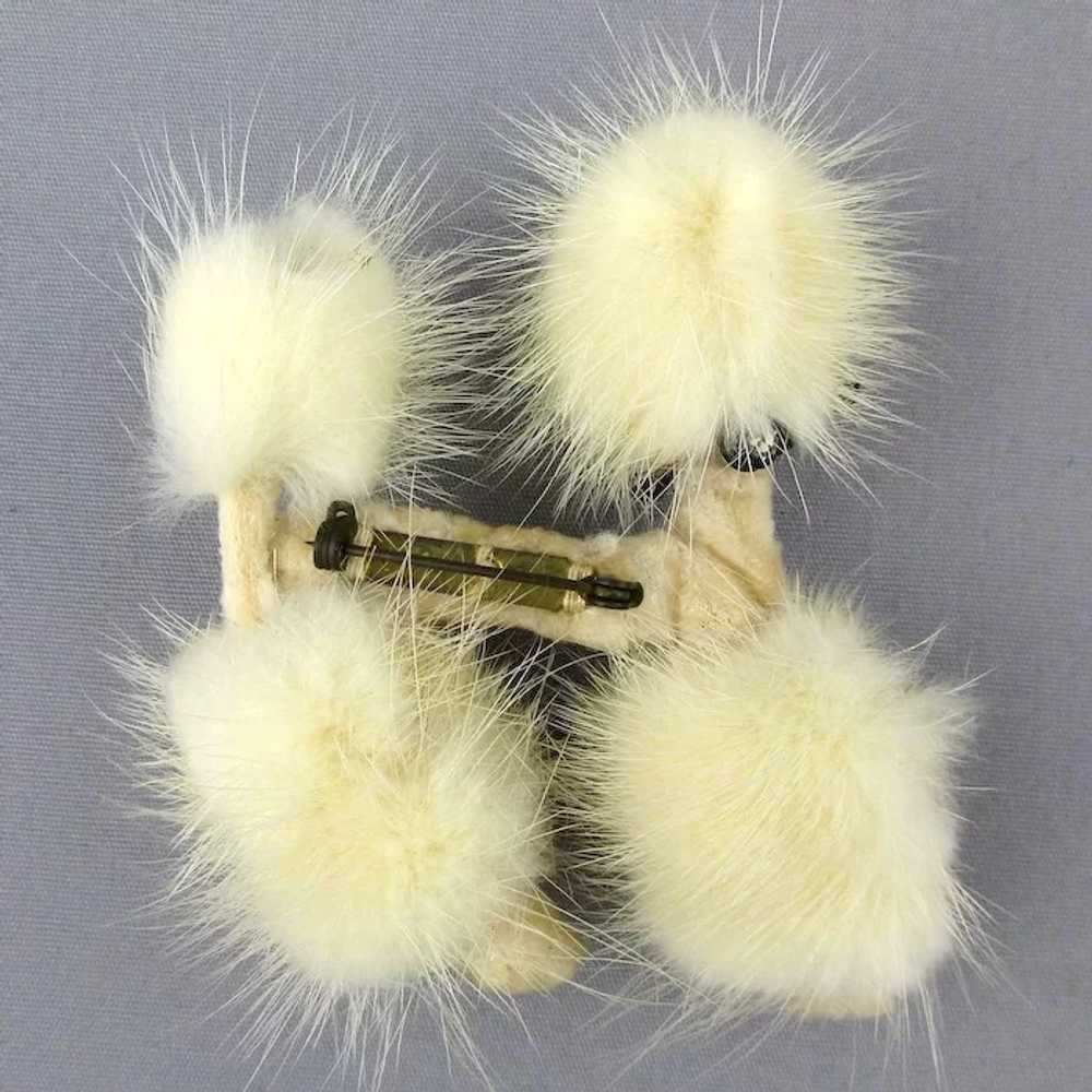 1950s White Mink French Poodle Dog Pin Brooch - image 4