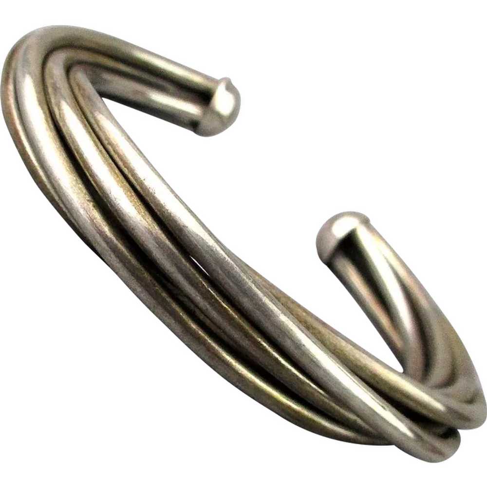 Modernist 5 Band Solid Sterling Silver Cuff Brace… - image 1