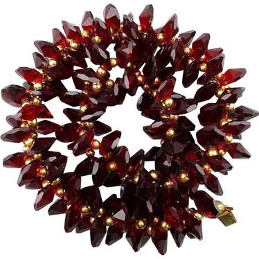Edgy Vintage Dark Red Crystal Bead Necklace - image 1