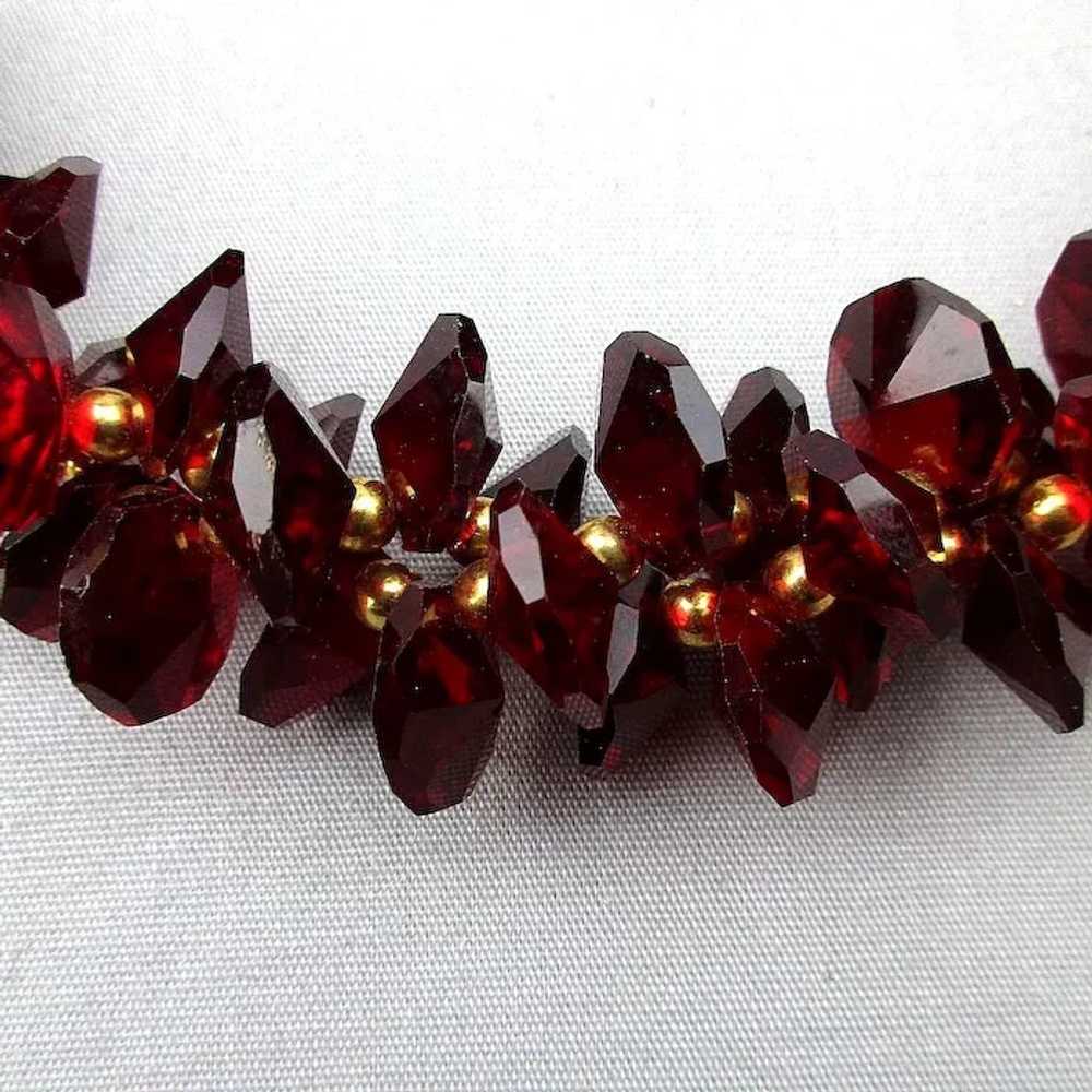 Edgy Vintage Dark Red Crystal Bead Necklace - image 5