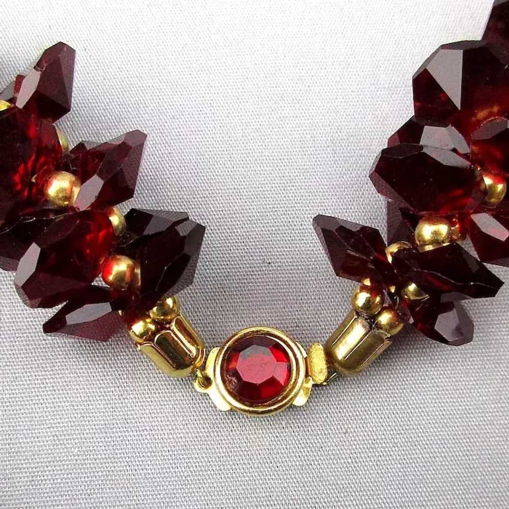 Edgy Vintage Dark Red Crystal Bead Necklace - image 6