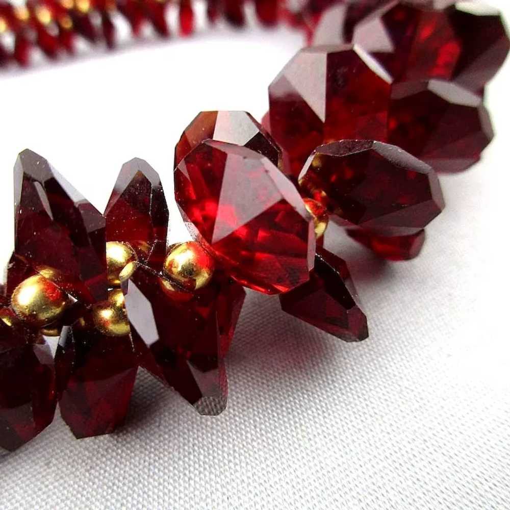 Edgy Vintage Dark Red Crystal Bead Necklace - image 7