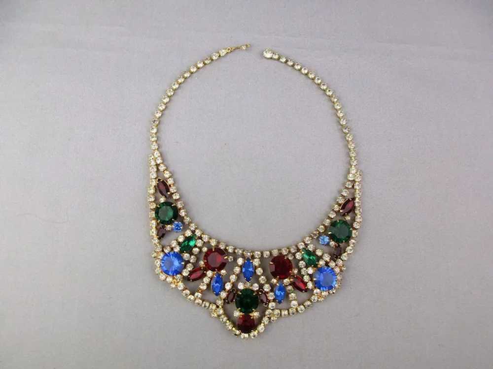 Vintage Multi-Color Rhinestone Collar Necklace 19… - image 3
