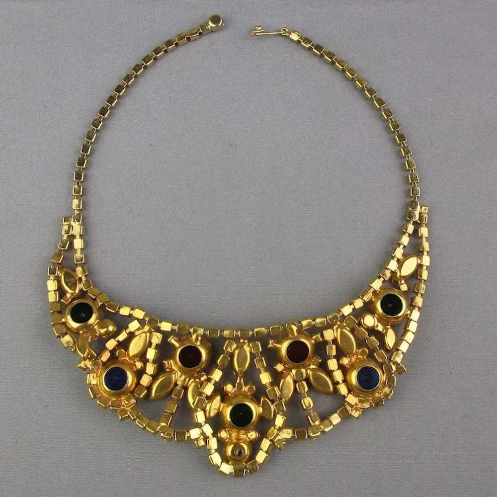 Vintage Multi-Color Rhinestone Collar Necklace 19… - image 4