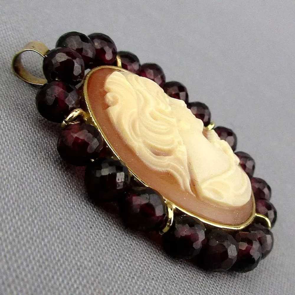 Italian 14K Gold Carved Shell Cameo Girl Pin - Pe… - image 2