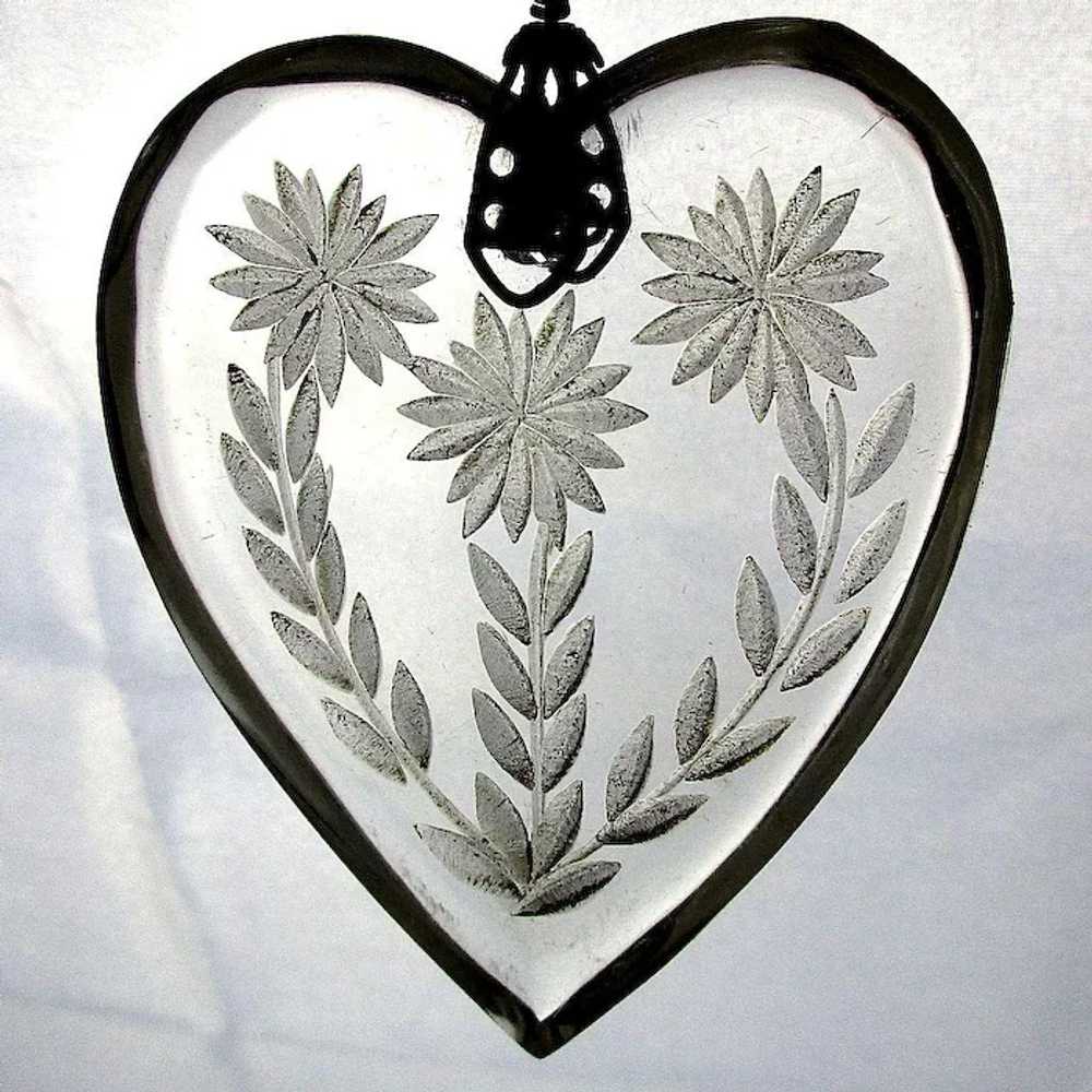 1930s Necklace Clear Lucite Reverse Carved HEART … - image 4