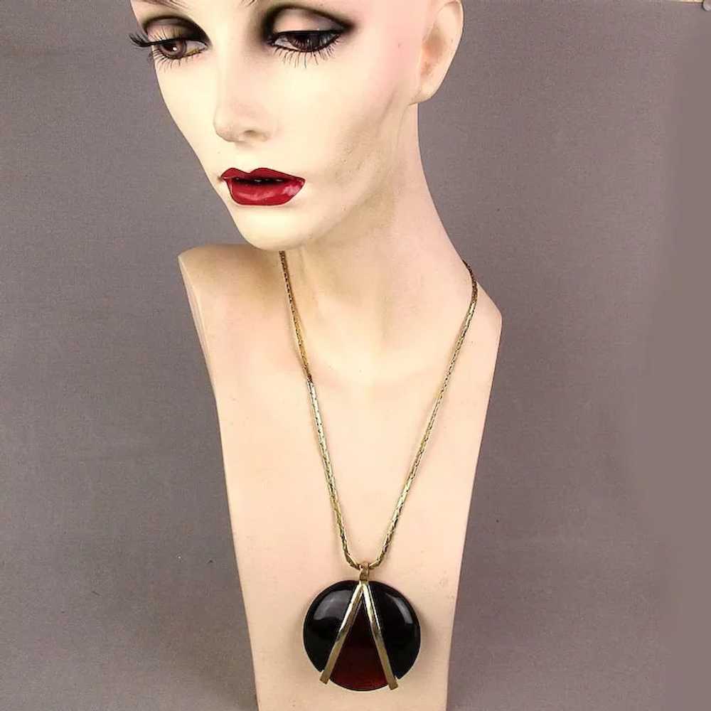 Modernist Givenchy Lucite Pendant Necklace Big - … - image 3