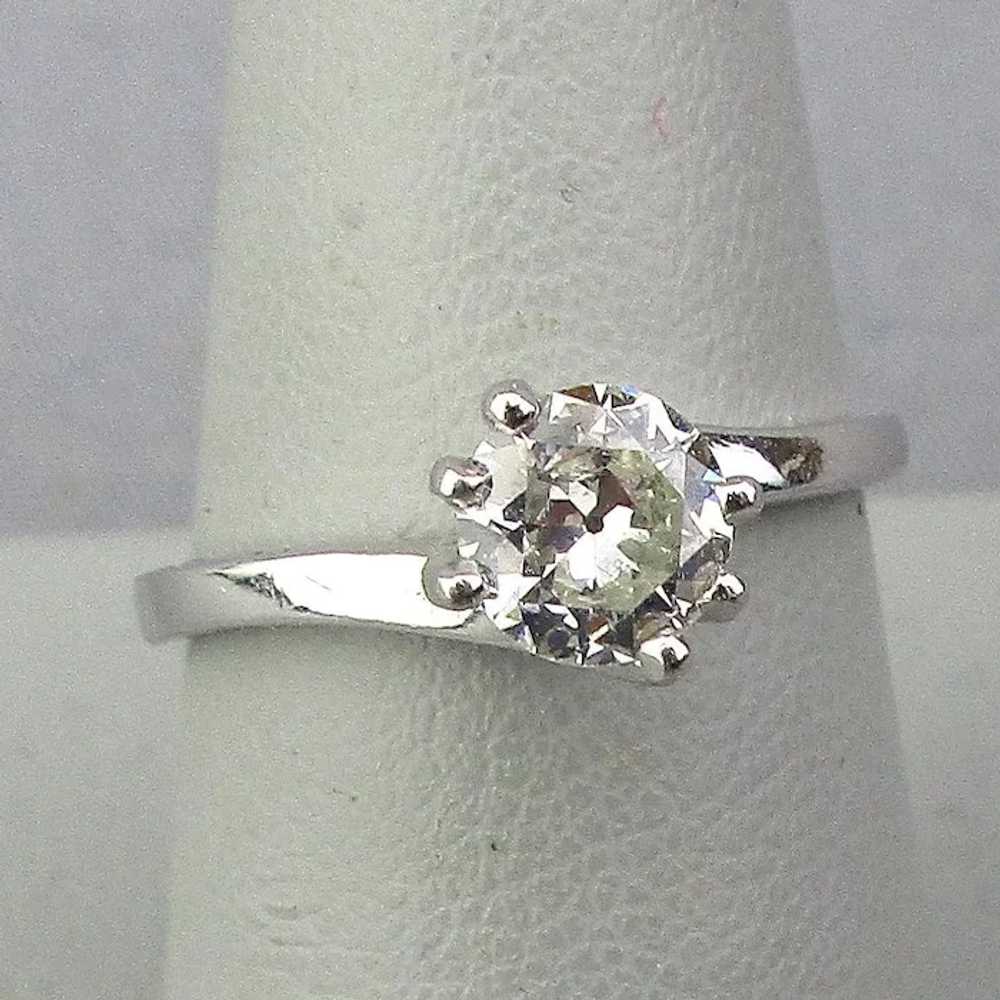 Antique Solitaire Diamond Ring in Platinum .58 ct. - image 2