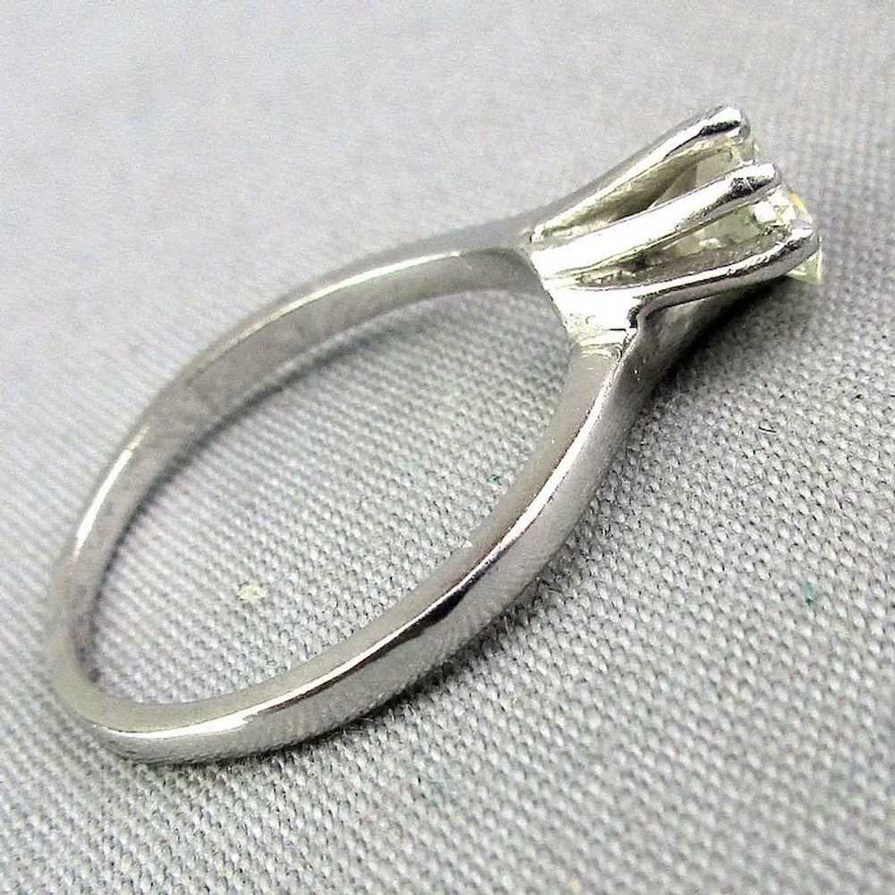 Antique Solitaire Diamond Ring in Platinum .58 ct. - image 6