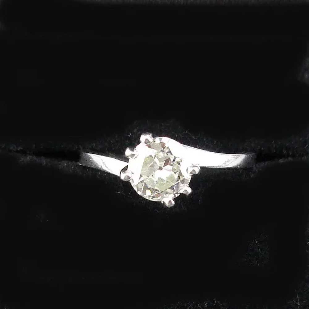 Antique Solitaire Diamond Ring in Platinum .58 ct. - image 9