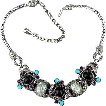 Big Fabulous Vintage Jeweled Necklace Unsigned Des