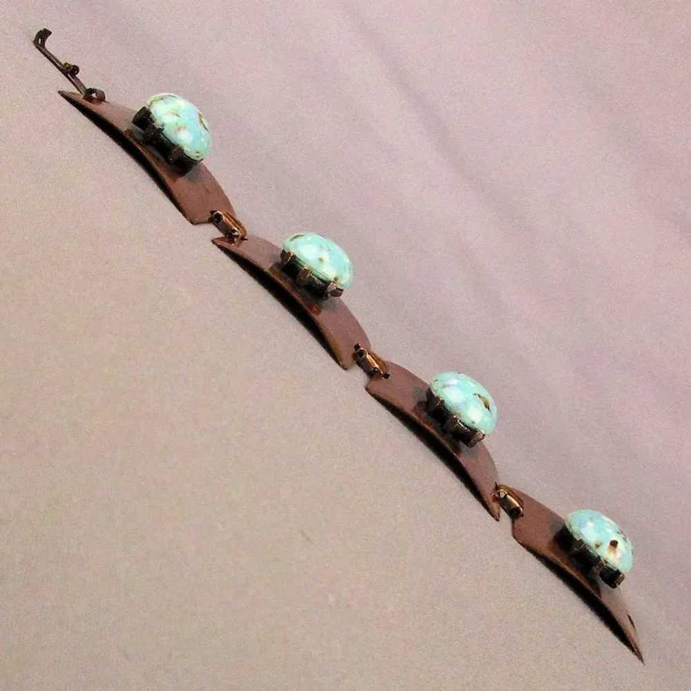 Wide Bold Solid Copper Link Bracelet w/ Chunky Fa… - image 4