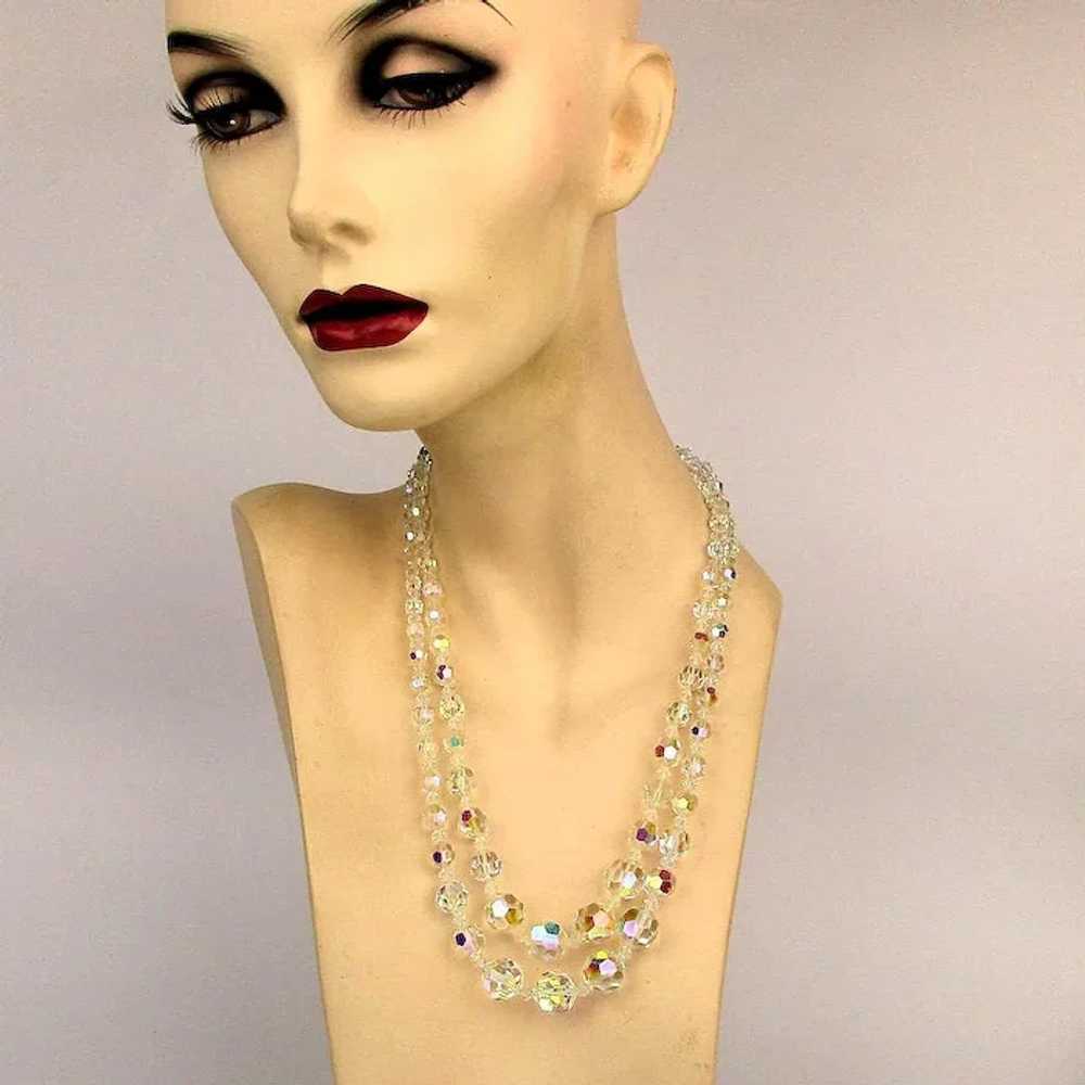 Vintage Lady Ellen Two Strand Crystal Bead Neckla… - image 4