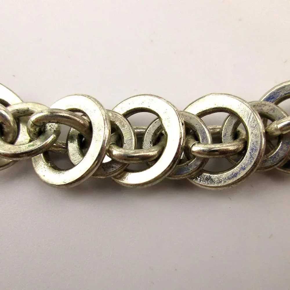 Vintage Silvertone Necklace n Bracelet Set - Circ… - image 3
