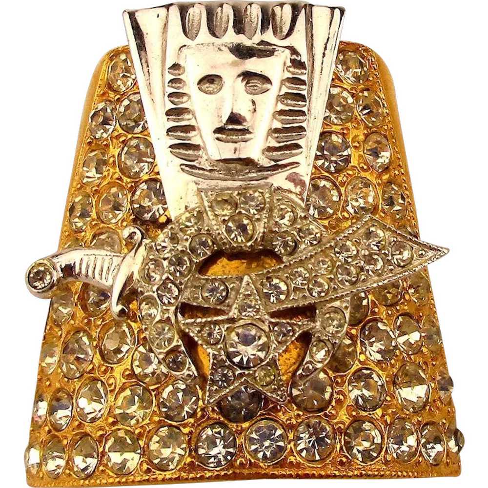 Masonic Shriner Rhinestone Pin / Scarf Holder Orn… - image 1