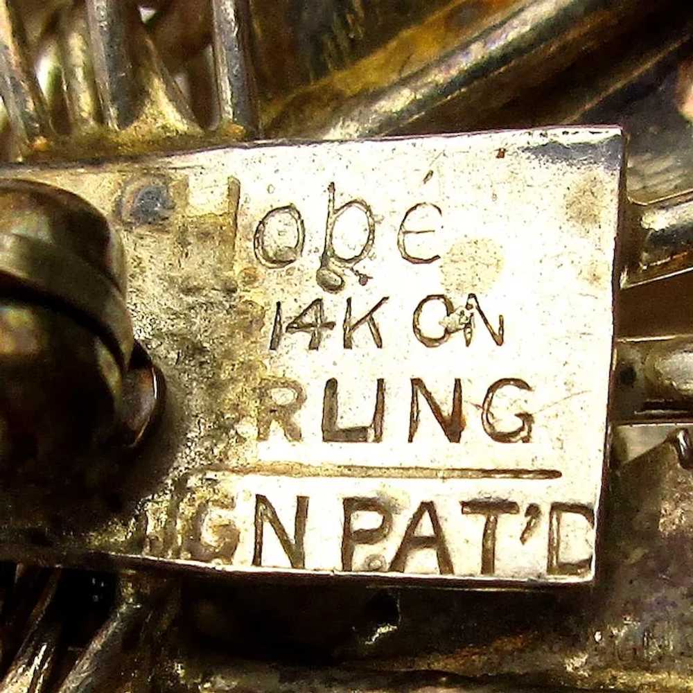 Vintage Hobé Pin Brooch - Sterling & 14K Gold Hob… - image 4
