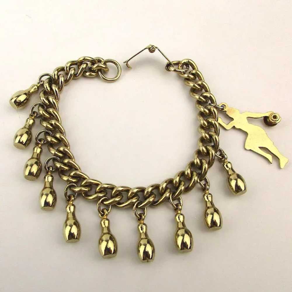 Bowling Lady Charm Bracelet w/ 10 Pins - image 3