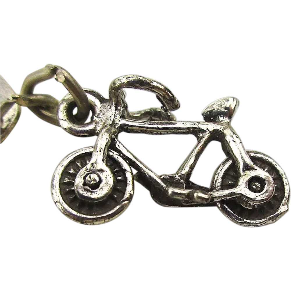 Maisel Sterling Silver Bicycle Bike Charm on Orig… - image 1