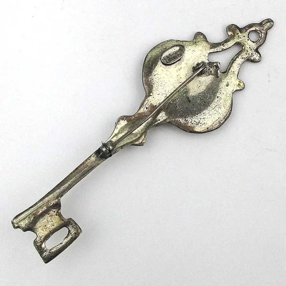 c1940s Brookraft Sterling Silver Skeleton Key Pin… - image 5