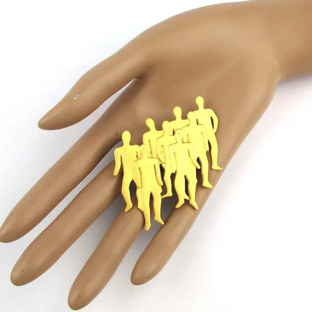 Vintage JJ Jonette Pin Brooch - Group of People -… - image 4