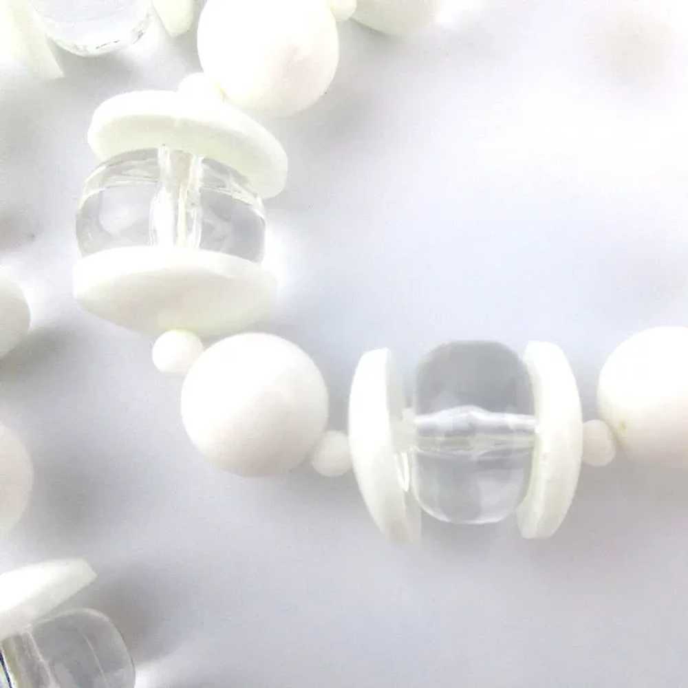 Long Miriam Haskell White n Clear Lucite Bead Nec… - image 2