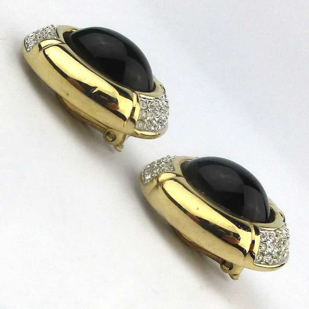 Vintage S.A.L. Swarovski Rhinestone Clip Earrings - image 2