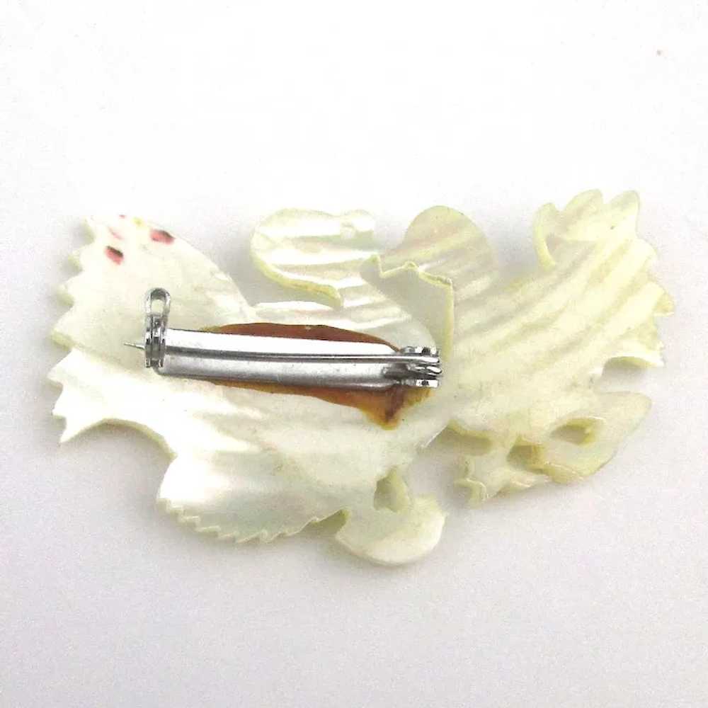 Vintage Mother-of-Pearl Carved Turkey Pin - Turke… - image 3